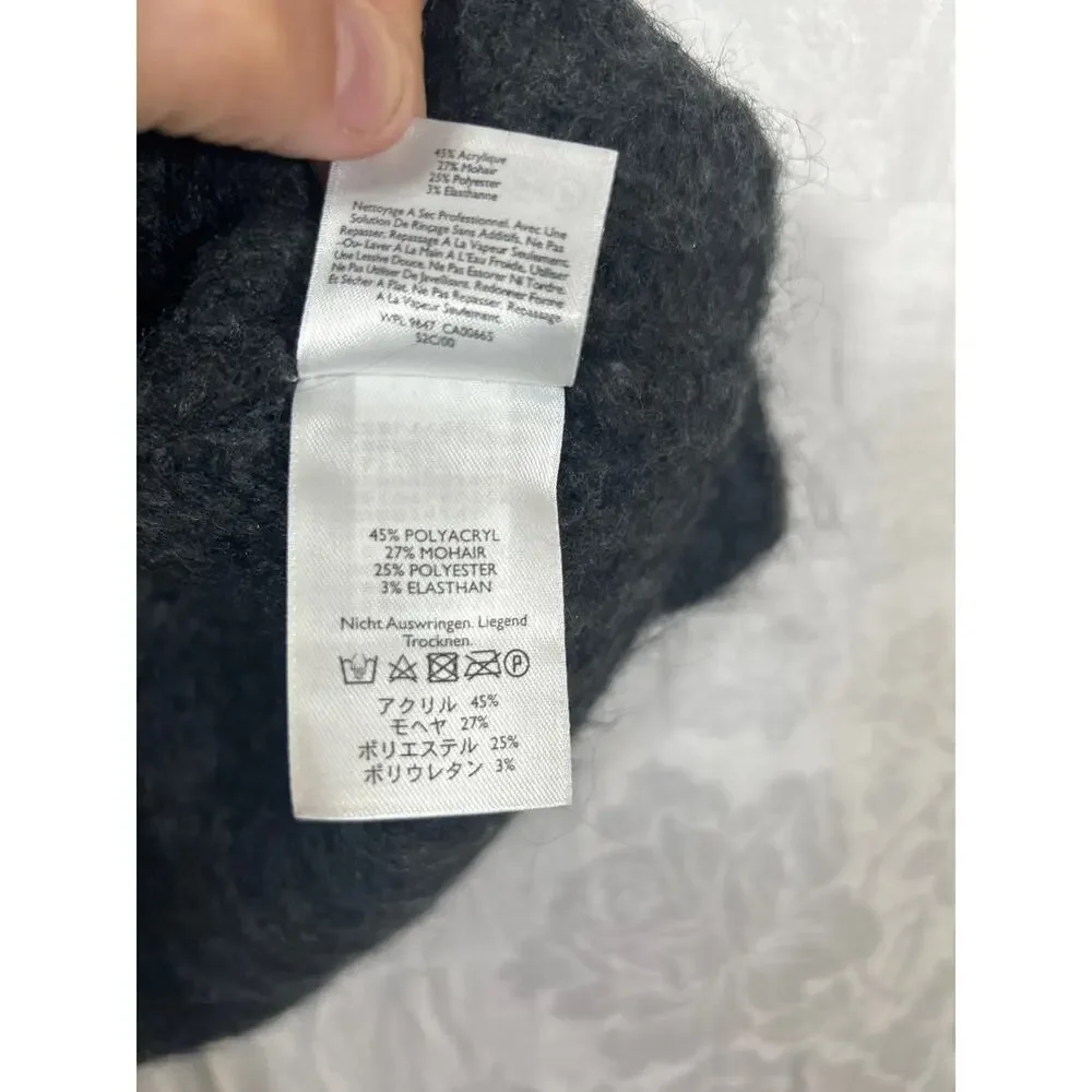 Eddie Bauer Sweater Vest Small Gray Hand Knit Open Mohair Blend Chunky Long - Picture 9 of 12